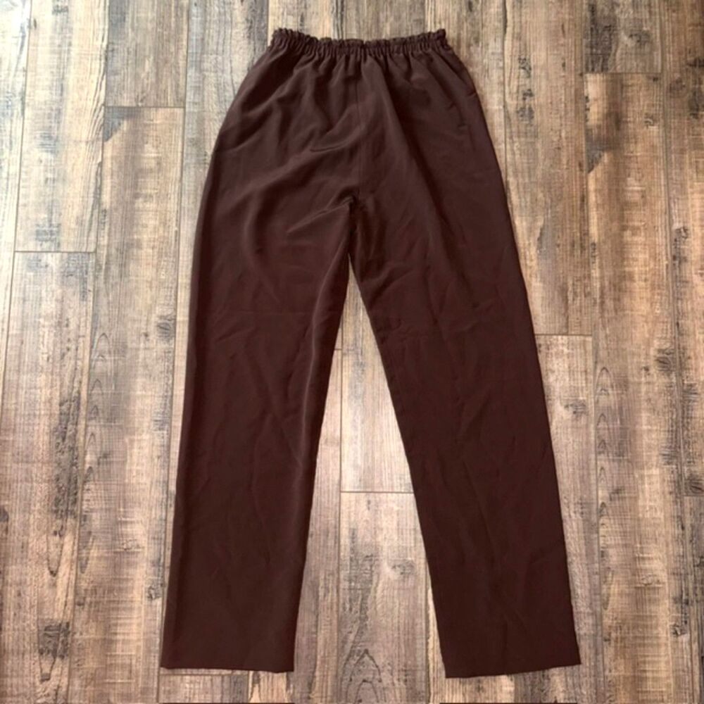 Women's Brown Elastic Waist Workplace Trousers